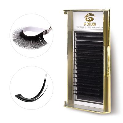 China Wholesale Fake Glossy Mink Russian Volme Lashes Silk Lash Eyelash Extensions Ellipse Flat Lash Extension Supplies for sale