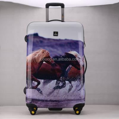 China 2022 Purple ABS Hard Case Storage Vintage Zipper Suitcase Colorful Plastic National Graphic Luggage for sale