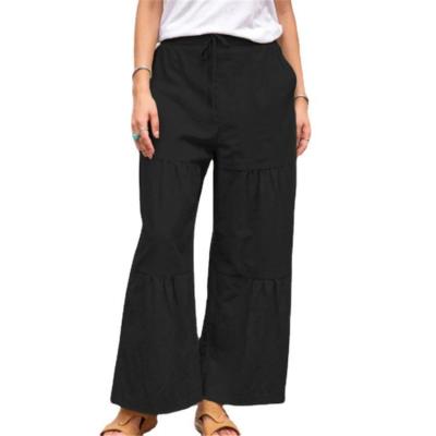 China New autumn and winter color viable pure canvas cotton splicing casual style pleated women's punk pants trousers for sale