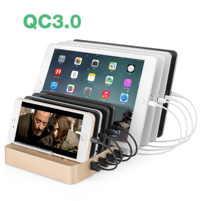 China 8 Ports 96W 8 USB Ports Left Tablet Smart QC3.0 Charging Station Desktop Stand for iPhone X for sale