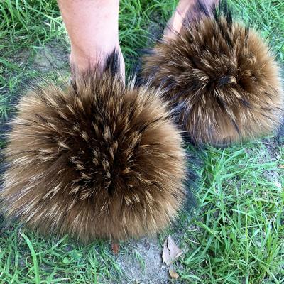 China CUSHIONING Full Style Fur Slides Kids Smudge Soft Fur Slide Slippers Women Fox Fur Slippers for sale