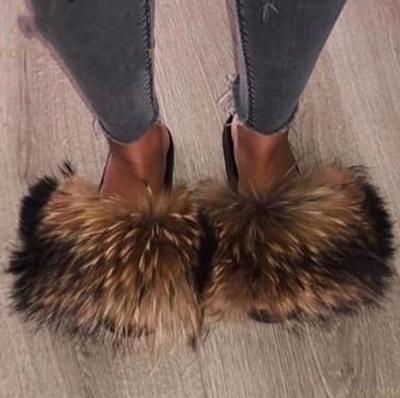 China CUSHIONING Fashionable High Quality Women Fur Sandals Plush Fur Slippers Custom Made Slippers for sale