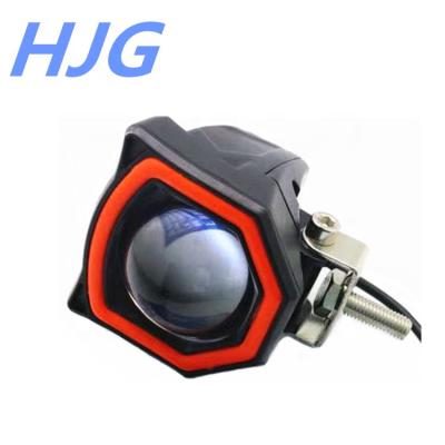 China 2018 HJG Headlight New Items 10W Led Motorcycle Headlight 12v Led Light With Angel Eye for sale