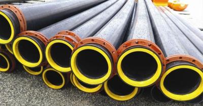 China qualified black hdpe flared pipes with steel ring inside for sale