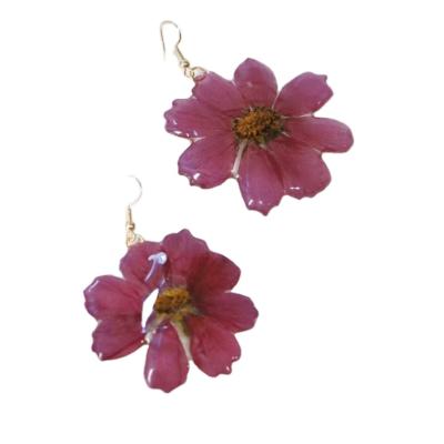 China 2022 cute earrings pure natural flower and handmade style S925 sterling silver galsang flower earrings set for sale