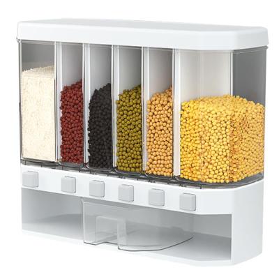 China Sustainable Multifunctional Kitchen Rice and Cereal Dispenser Grain Bucket Wall Mounted Split Seal Bulk Rice Dispenser Storage Container for sale