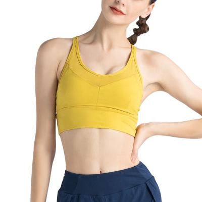 China Wholesale Hot Sexy Women Yoga Gym Sports Bra Comfy Strappy Custom Tops Breathable High Print Workout Sports Bra for sale