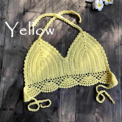 China New Plus Size Fashion Knit Crochet Bralette Women Halter Neck Crop Tops Summer Beach Bikini for sale