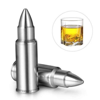 China Shape Viable Silver Whiskey Bullet Chiller Stone And Reusable Ice Cubes For Bar Accessories 12*45cm for sale