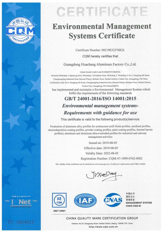 ISO14001 - Guangdong Huachang Group Co., Ltd.