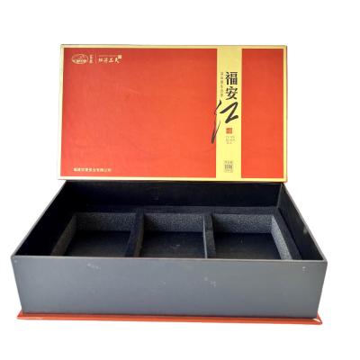 China Fashionable handmade lid and low memory paper printing luxury Chinese red gold small piece insert of custom gift tea bag packing boxes for sale