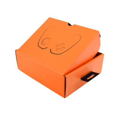 China Handmade Luxury Navy Orange Folding Brush Top Fill Corrugated Cosmetic Packing Box for sale