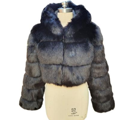 China Hot Sale Women Fur Jacket Fox Fur Bomber Jacket Hooded Warm Fur Coat Breathable for sale