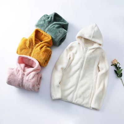 China 2021 winter viable custom made double sided hooded fleece plus size thick stripper jacket woolen women coat for sale