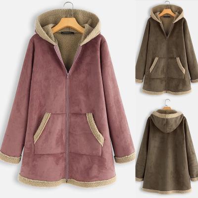 China Wholesale Cotton Viable Long Hooded Casual Women Velvet Woolen Long Sleeve Winter Coats for sale