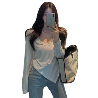 China FREE SAMPLE 2021 New Women Breathable Casual Loose Oversized T-shirt O Neck Long Sleeves Tops Ladies Solid Color T Shirt For Women for sale