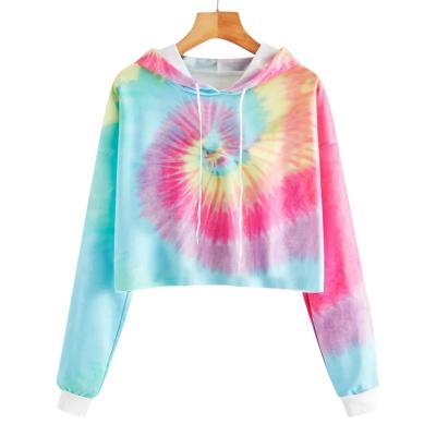 China Breathable 100% Cotton Corset Ladies Pull Over Sweatshirt Hoodie Designer Heavyweight Tie Dye Women White Hoodies for sale