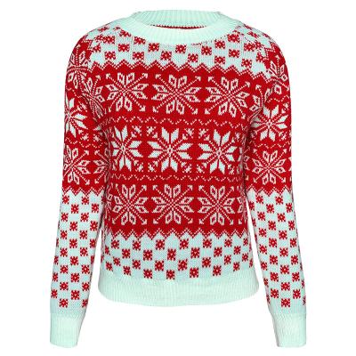 China 2021 Viable Autumn and Winter Winter V-neck Snowflake Solid Long Sleeve Knitting Sweater Women for sale