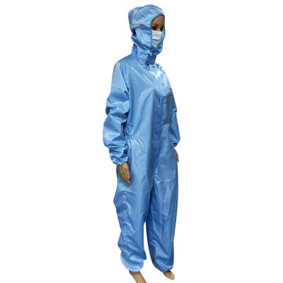 China 99%Polyester ESD Hooded Work Protective Suit Anti-Static Scratch Safety Coverall For Cleanroom for sale