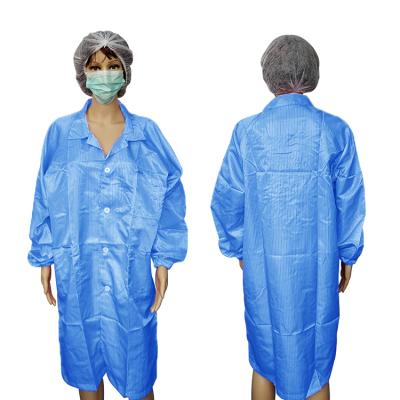 China Work Cleanroom Blue Conductive Work Protection ESD Long Sleeve Antistatic Long Sleeve Shirt For Lab for sale