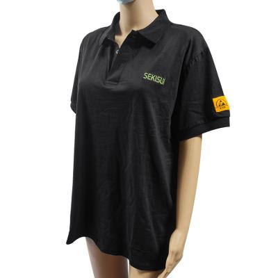 China Quick Delivery 96% Cotton+4%Carbon Fiber Antistatic Soft Comfortable ESD T-shirt For Workshops for sale