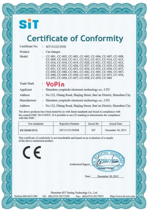 CE - Shenzhen Youpinshi Electronic Technology Co., Ltd.