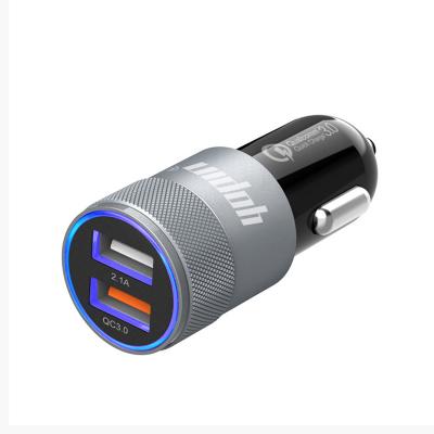 China Mobile phone/Ipad/Camera/PDA/MP3 12v 1.5a output qc3.0 dual charger,bullet shape car usb fast charging usb car charger for sale