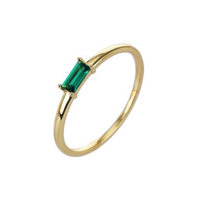 China CLASSIC Trendy Silver Jewelry Ring Women Minimalist Shape Emerald 925 Silver Gemstone Individuality Cubic Ring for sale