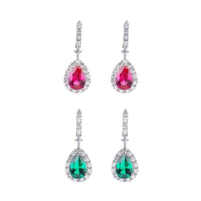 China CLASSIC Hot Wedding Emerald Green Women Earrings Jewelry For Sale Gemstone Earrings 925 for sale