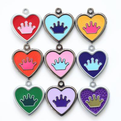 China Dogs Wholesale Custom Design Crown Shaped Pet ID Tag Heart Sublimation Embossed Zinc Alloy Pet Tag for sale