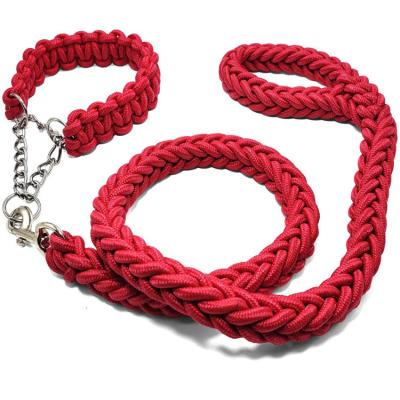 China Viable Wholesale Pet Dog Training Product Braided Collar And Lead Set For Large Dogs for sale