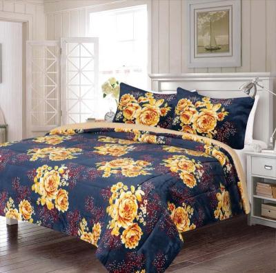 China 2021 American Style Customize 3-Pieces Set Quilt Sets Cobijas De Borrego Fleece Quilt Flower Print Winter Blanket for sale