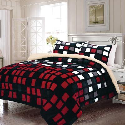 China High Quality 100% Polyester Fleece Queen Size King Bedding Comforter Borrego Soft Covering Sets 3-Pieces for sale