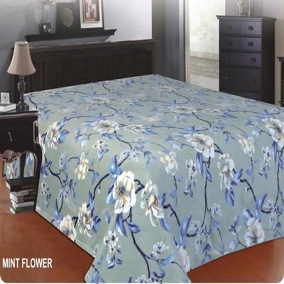 China Super Soft Mint Flower Solaron Blankets Wholesale Polyester Rashel Sherpa Borrego Throw Bed Blanket for sale