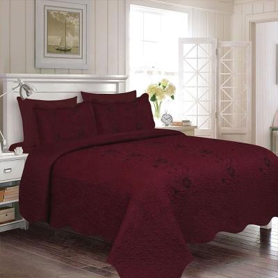 China Hot Selling Soft 100 Percent Polyester Solid Color 6pcs Embroidery Bedspread Comforter Set for sale