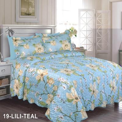 China Hot Sale Sky Blue Color Floral Design 6pcs Microfiber Soft Comforter Set With 4 Pillow Cases 1 Bed Sheet for sale