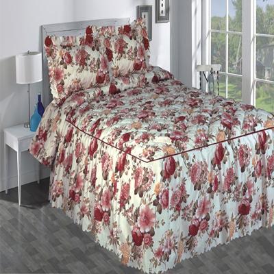 China Hot Selling Comfortable Printed Stitched Home Smile Stitched Bed Skirt/Borrego Three-piece Printing for sale