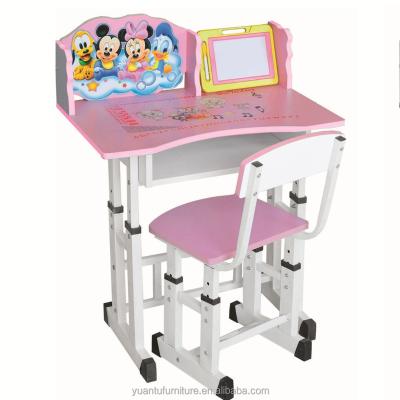 China Metal kids study table and chair set in pink color for sale