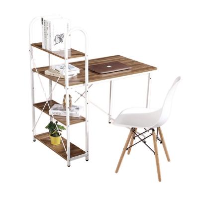 China With Shelf Home Office Metal Frame Metal Frame Study Table Workstation Computer Nordic Wood Top Desk for sale