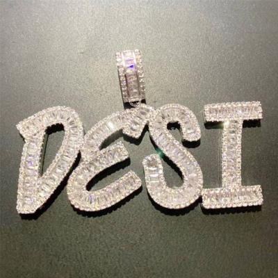 China Fashion Custom Iced Out Wand Initials Letters Mens Name Bling Jewelry Necklace for sale