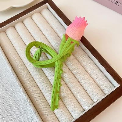 China Wholesale Fashion Big Size Hairpin Korean Mixed Hairpin Tulip Flower Simple Versatile Hair Claw Clip Shower Wash Face Hair Clip For Women for sale