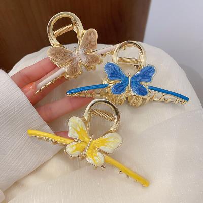 China Large Size Korean Fashion Butterfly Hairpin Butterfly Hair Claw Clip Shower Wash Face Soft Soft Flexible Girl for sale