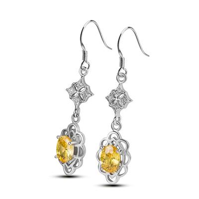 China FASHION Spot Wholesale Fashion Jewelry 925 Women Yellow Zircon Earrings High Quality Jewelry Birthday Gift Party Gift for sale