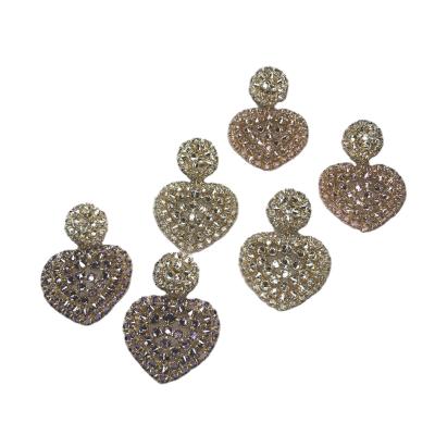 China Zircon 14k Gold Plated Jewelry Brass Heart Shape Glossy Wedding Environmental Friendly Luster Drop Earrings for sale