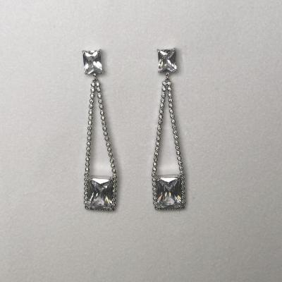 China Luxury shiny brass wedding environmental friendly jewelry zircon sliver shein drop earrings for sale