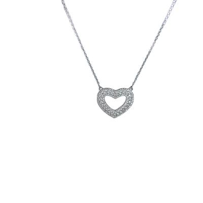 China Fashionable Environmental Friendly 925 Sterling Silver Zircon Heart Shape Pendent Necklace For Women Necklace for sale