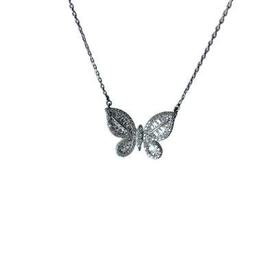 China Fashionable Hot Sale Environmental Friendly 925 Sterling Silver Zircon Butterfly Pendent Necklace for Women Necklace for sale