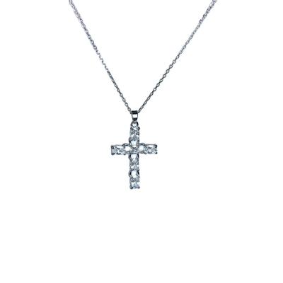 China 2021 New Arrival Environmental Friendly Fashion 18K Gold Plated Cross Pendant With Zircons Women Necklace for sale