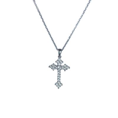 China Fashionable Jewelry Factory 925 Sterling Silver Plated Clavicle Chain Cross Shape Pendent Necklace Environmentally Friendly for sale