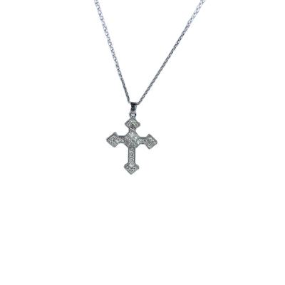 China Fashionable Environmental Friendly 925 Sterling Silver Zircon Cross Shape Pendent Necklace For Women Necklace for sale